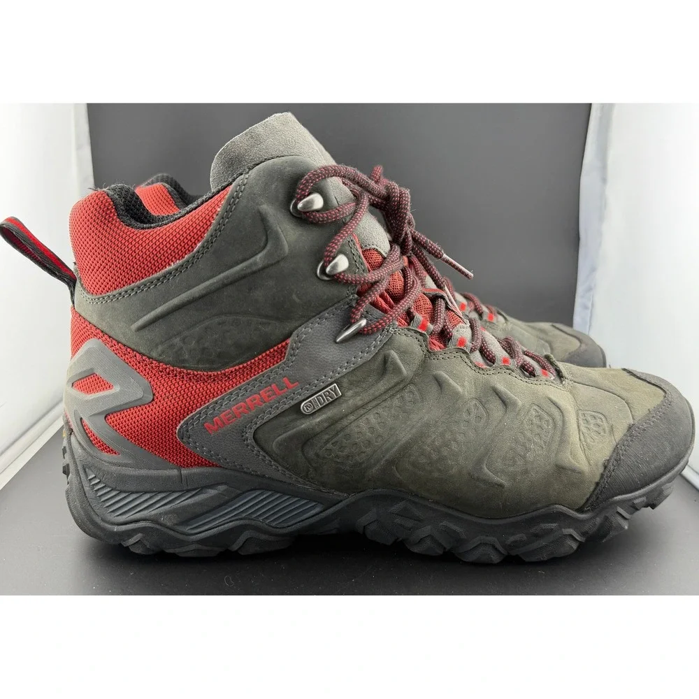 Merrell Granite-Waterproof Hiking Boots, Grey Red, Vibram, J32753, Mens 11.5